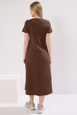 Vestido midi relaxed - Castanho