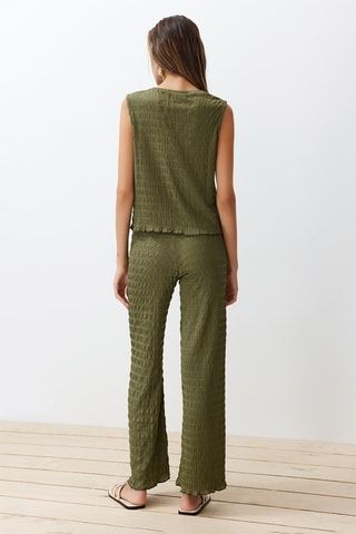 Blusa e calças cintura subida - Caqui - Caqui