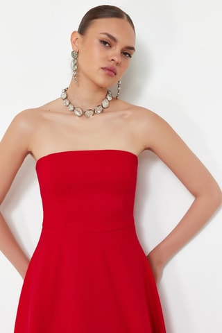 Vestido corpete - Branco - Vermelho