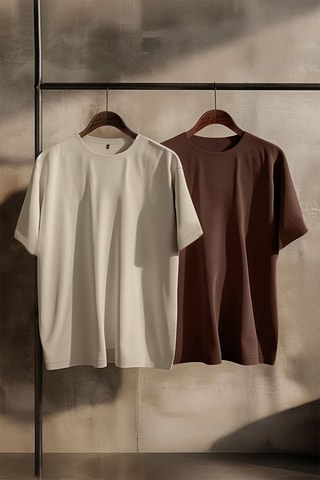 2 t-shirts - Castanho e bege