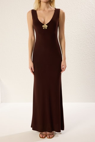 Vestido comprido - Castanho - Castanho