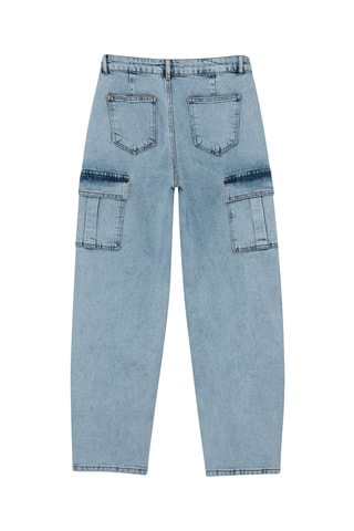 Calças de ganga baggy cintura subida - Azul-claro