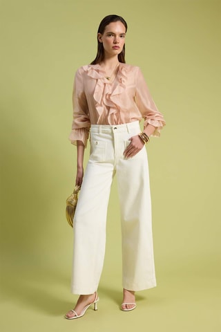 Calças de ganga wide legs - Branco