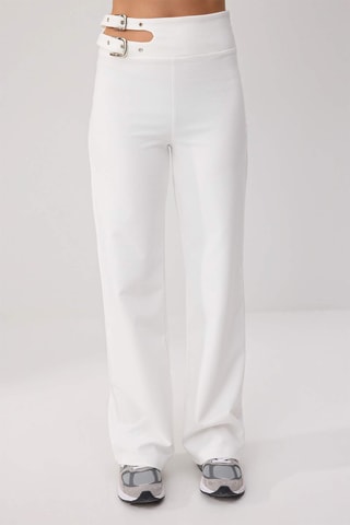 Calças wide legs - Preto - Branco