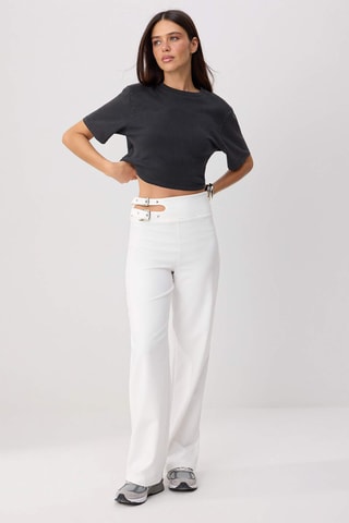 Calças wide legs - Preto - Branco