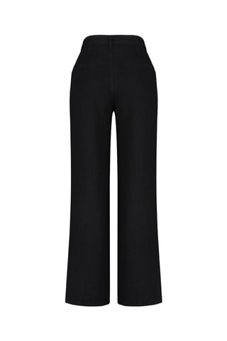 Calças wide legs em linho de cintura subida - Preto
