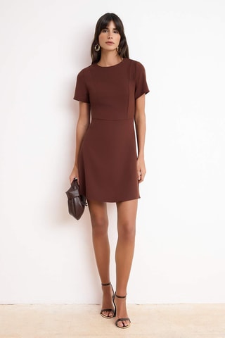 Vestido estilo patinadora - Castanho