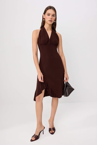 Vestido estilo patinadora - Castanho
