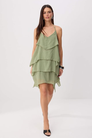 Vestido com folhos - Verde