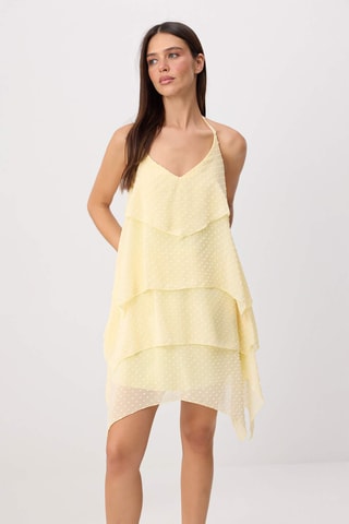 Vestido com folhos - Amarelo