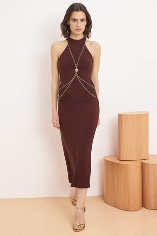 Robe midi - Marron