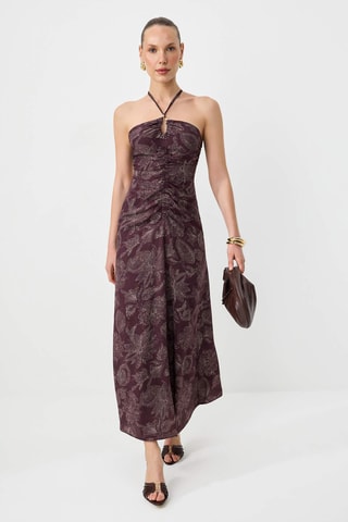 Vestido direito - Bordô e multicor