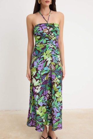 Robe droite - Vert et multicolore
