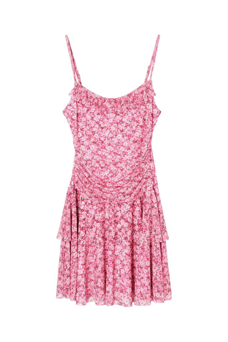 Vestido com folhos - Rosa