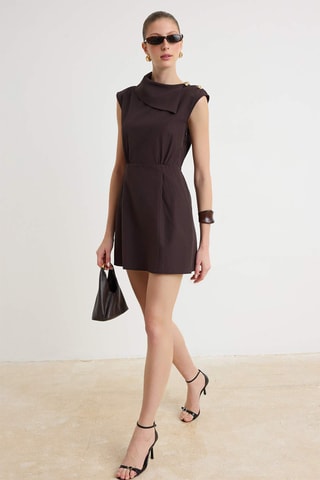 Vestido estilo patinadora - Castanho