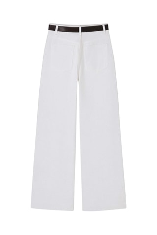 Calças de ganga wide legs cintura subida - Branco