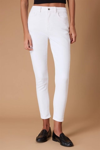 Calças de ganga skinny cintura subida - Branco
