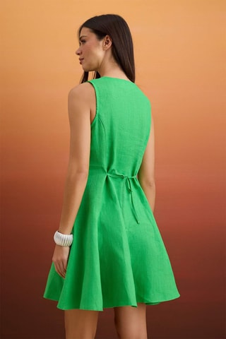 Vestido camisa em linho - Verde