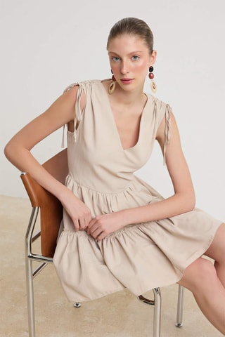Vestido estilo patinadora - Bege