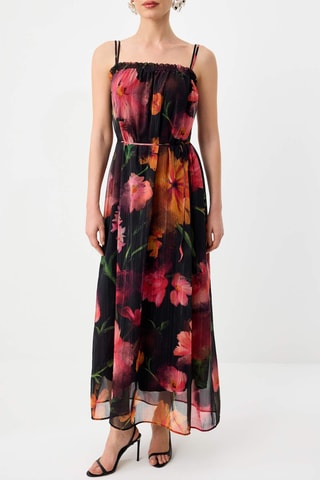 Robe longue - Noir et multicolore