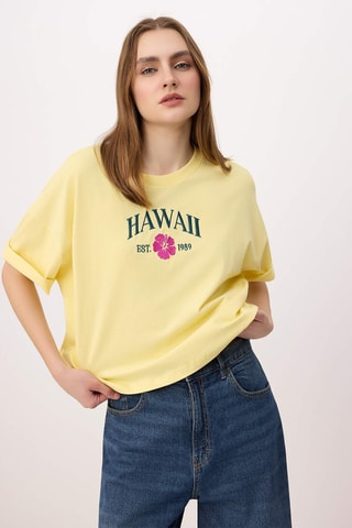 T-shirt boxy - Amarelo-claro
