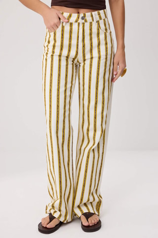 Calças de ganga wide legs cintura subida - Multicor