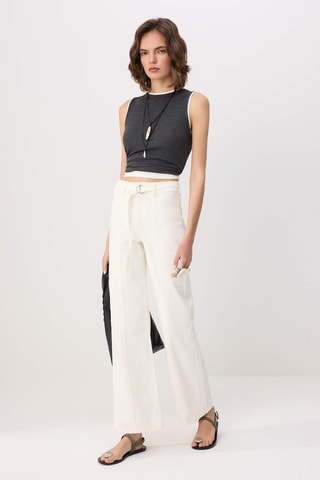 Calças de ganga wide legs - Branco