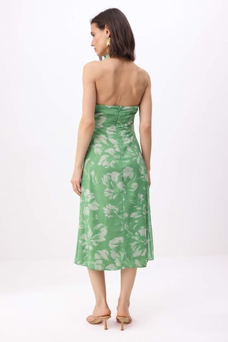 Vestido drapeado - Verde e multicor
