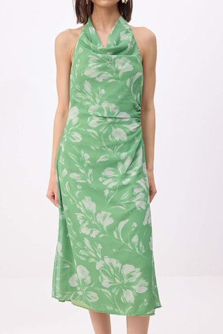Vestido drapeado - Verde e multicor