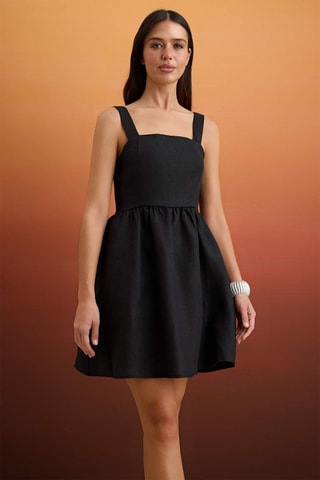 Robe patineuse en lin - Noir