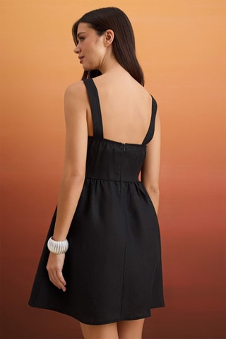 Robe patineuse en lin - Noir