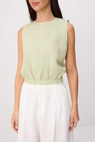 Crop top em linho - Verde-claro