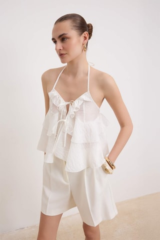 Top com folhos - Branco