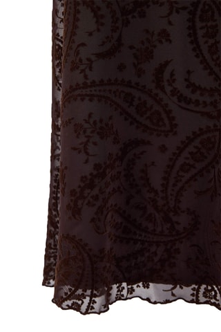 Vestido midi em renda - Castanho