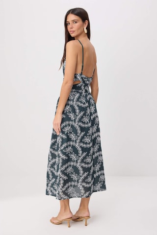Vestido patinadora em bordado inglês - Azul-escuro