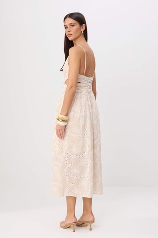 Robe patineuse en broderie anglaise - Beige