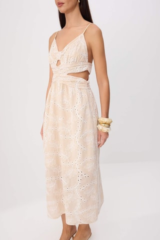 Robe patineuse en broderie anglaise - Beige
