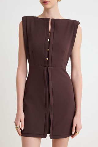 Vestido justo - Castanho