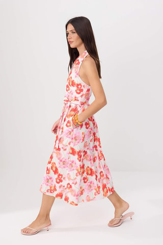 Vestido estilo patinadora - Rosa e multicor