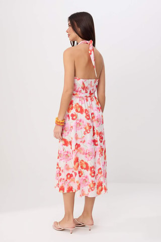 Vestido estilo patinadora - Rosa e multicor