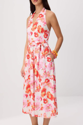 Vestido estilo patinadora - Rosa e multicor