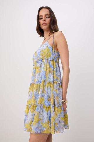Vestido com folhos - Multicor