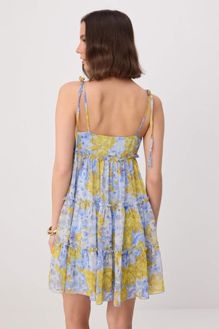 Vestido com folhos - Multicor