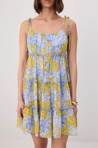 Vestido com folhos - Multicor
