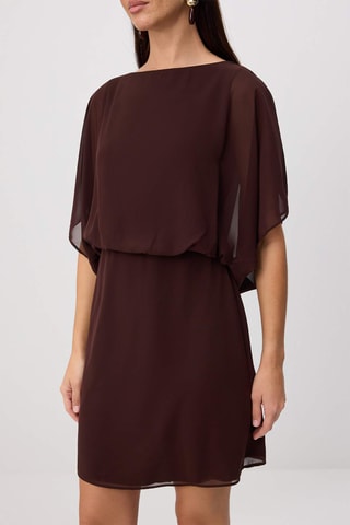 Vestido drapeado - Castanho