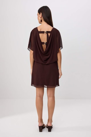 Vestido drapeado - Castanho