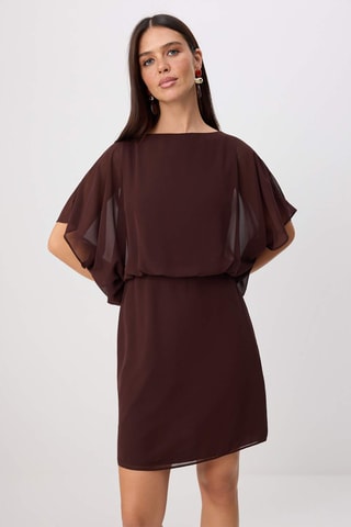 Vestido drapeado - Castanho