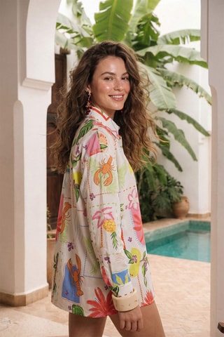Camisa regular de praia - Multicor