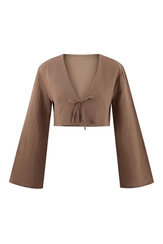 Camisa curta de praia - Camel
