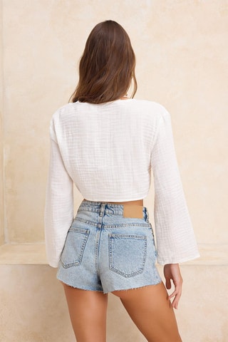 Camisa curta de praia - Cru